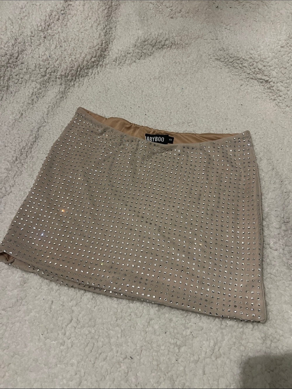 BABYBOO Nude Rhinestone Mini Skirt - Picture 3 of 3